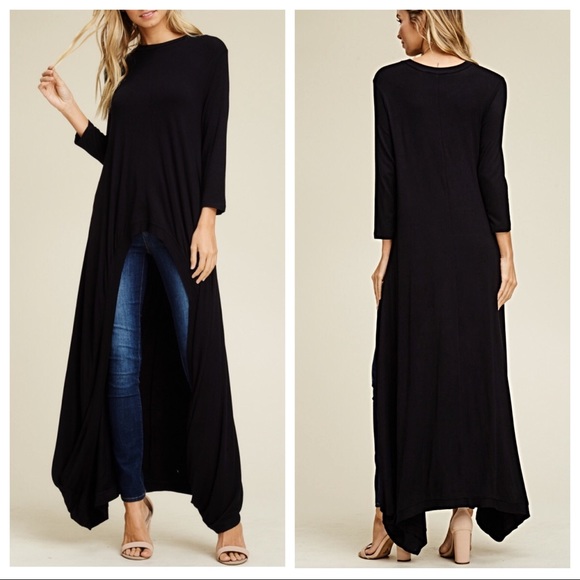 ✨LAST ONE✨Black favorite high/Low 3/4 tunic dress - Picture 4 of 8